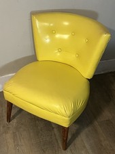 Vintage Kroehler Mid Century Modern Chair Atomic Yellow Vinyl Lounge Accent MCM picture