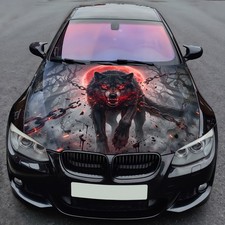 Blood Moon Wolf Unleashed Car Hood Wrap Vinyl Decal Custom Graphic Fits Truck picture