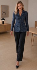 Theory Pant Suit Size 12 Two Piece Set Houndstooth Plaid Darwin Tweed Trecca EX picture