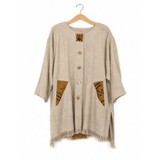 Carmen B. Muddwork Art-to-Wear Mud Cloth Button Tunic One Size Rare 90s Vintage picture