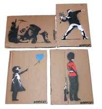 Banksy Dismaland Cardboard art bundle 4 pieces signed original 2015 balloon girl picture