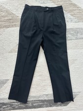 Saks Fifth Avenue Vintage Wool Black Pleated Trousers Made In Germany Size 10 picture