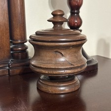 Antique Wood Turned Walnut Treen Vanity Jar /sewing Caddy picture