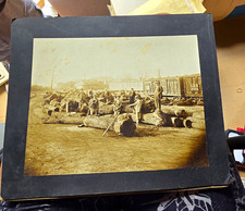 Antique 8x10 Photo Logging Lumberjacks Crew L&N Railroad Boxcar Box Car c1900 picture