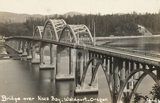 Bridge over Alsea Bay, Waldport, Oregon RPPC Photo Postcard Copy picture