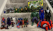22 Pc MARVEL /TMNT Preowned Action Figures + Spidey-Bot,Motorcycle and Weapons  picture
