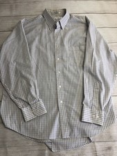 Van Heusen Dress Shirt Mens 17.5 34/35 White Check Regular Fit Long Sleeve picture