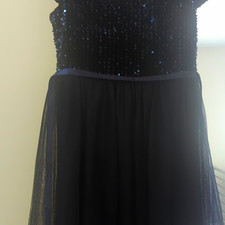 Speechless Girls Navy Blue Sequin Fit & Flare Knee Dress Cap Sleeve Size 16 picture