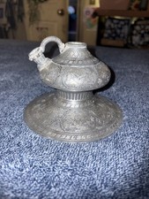 Antique 18/19th C. Islamic Indian Bidri Bidriware Silver Inlay Hookah base picture