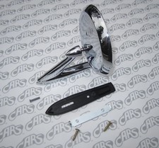 1963-1967 Buick Chrome Outside Rear View Mirror. Tri-Shield w/ Gasket & Hardware picture