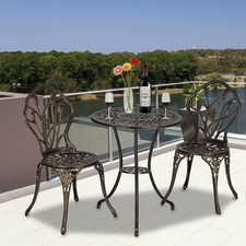 3 PCS Bistro Set Antique Outdoor Patio Furniture Leaf Design Cast Aluminum Home picture