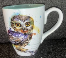 DEAN CROUSER Stoneware Mug Watercolor SAW WHET OWL 14oz Coffee/Tea Cup picture