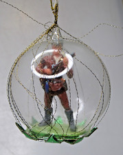 Vintage Clear Glass Diorama Deerslayer Hunter Christmas Ornament Germany picture