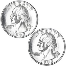 1993 P D Washington Quarter BU 2 Coin Year Set picture