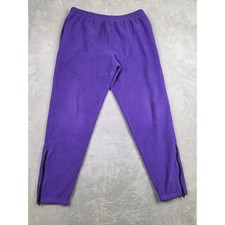 Vtg L.L. Bean Fleece Jogger Sweatpants Mens L Purple Ankle Zip Elastic Waist USA picture