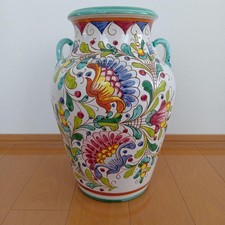 Italian Hand-Painted Ceramic Flower Vase 45cm Large Multicolor Italy picture