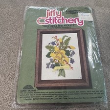 Vintage Jiffy Stitchery Daffodils and Violets Crewel Kit 212 Sunset Designs NIP picture