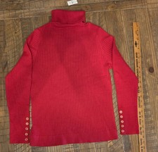 NWT Talbots Turtleneck Sweater Size Large Red Cable Knit Ribbed Long Sleeve picture