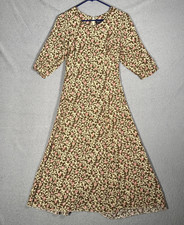 VNTG Jamie Brooke Midi Dress M Damask Floral Corset Back 90s Retro Boho Ditsy picture