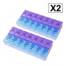 2PCS Weekly Pill Box Organizer Twice a Day 7 day AMPM Medicine Organizer Case US picture