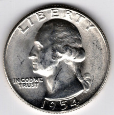 1954-S GEM BU  Washington Quarter 90% Silver - Actual Coin Shown picture