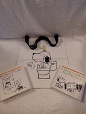 3 Piece Peanuts Snoopy & Woodstock Tote Bag with Books Charlie Brown Lucy LOT picture