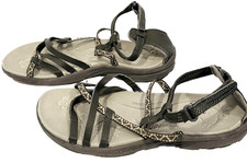 Hi-Tec Sienna Sandals Strappy Leather Gray MultiColor Ankle Strap EUC Women Sz 8 picture