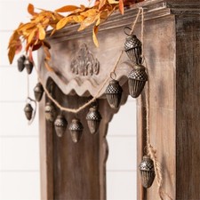Farmhouse Primitive FALL ANTIQUE GLASS ACORN GARLAND Ornament Swag picture