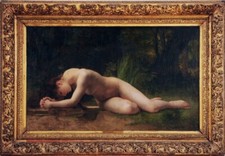 Hand Old Master-Art Antique Oil Painting Bouguereau nude girl on canvas 24