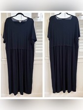J.Jill Women’s Plus 3X Solid Navy Blue Short Sleeve Maxi Dress Stretch Casual picture