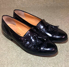 Vintage Salvatore Ferragamo Men’s Black Leather Tassel Slip-On Dress Loafer 10 D picture
