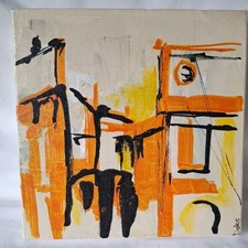 Original Oil Painting 8x8 Cityscape Canvas Mini Modern 2018 Artist Doles Artwork picture