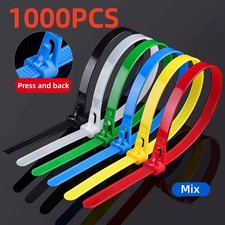 1000/100pcs Reusable Cable Tie Multi-Color Adjustable Zip Straps for Home  picture