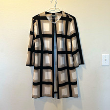 Danny & Nicole Women’s 16 Geometric Open Front 3/4 Sleeve Cardigan Sweater picture