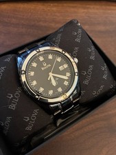 Bulova Men's Marine Star Quartz Black 42mm Watch with Diamonds C960825 picture