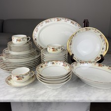 Vintage Set Of 31 Pcs Haviland Limoges Dinner France Autumn Gold Schleiger 495 picture