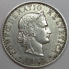 1883-B Switzerland 20 Rappen - XF (Lot#1) picture