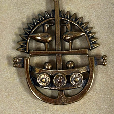Jorma Laine Turun Hopea Bronze Viking Ship Birds Pendant Necklace Finland 1970s picture