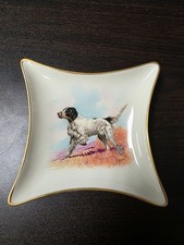 Vintage Lenox Hand Painted English Setter Dog Tray Signed Jan Nosek 24k Gold picture