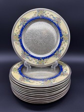 Antique Lenox Sterling Silver Overlay Plates Set 12 Art Deco Bird 1830 X-945 picture