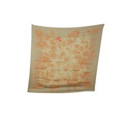 Vintage Up & Up Floral Scarf 32x33 White Pink Orange Flower Print Retro 80s 90s picture
