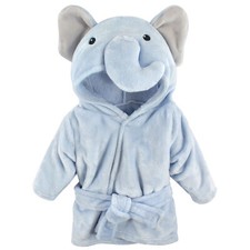 Hudson Baby Infant Boy Plush Animal Face Bathrobe, Blue Elephant, 0-9 Months picture