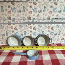 Antique Toy Blue Enamelware Cooking Dishes Lot of 2 picture