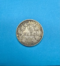 1917-A Germany 1/2 Mark Silver Wilhelm II Empire Coin picture