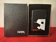 VTG 1994 MARLBORO MAN BLACK MATTE LOGO ON TOP PROTOTYPE. ZIPPO LIGHTER MIB RARE picture