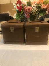 TWO Vintage Brown Faux Leather 45 RPM 7