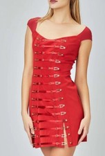 MURMUR Dress NWT Secure Red Off Shoulder Mini Suspenders Retail $805 Sz 36 US 4 picture