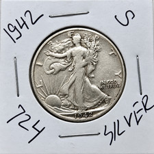 1942 S Walking Liberty Half Dollar, Strong Feather Details HI GRADE ⭐724⭐V4⭐ picture
