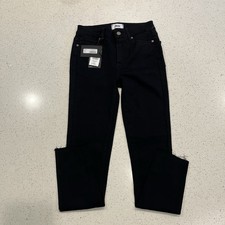 NWT PAIGE Hoxton Ankle Raw Hem Black Overdue Skinny Jeans Size 26/27 NWT picture