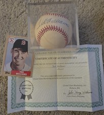 Ted Williams Boston Red Sox Signed Baseball Ball w/ Display Case and COA picture